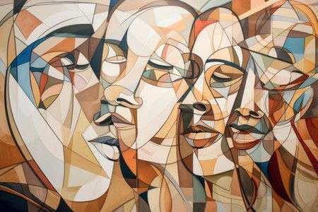 cubism-inspired art piece with geometric shapes and lines, created with generative aiの素材