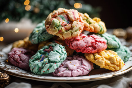 over-the-top holiday cookies, made with mix of colors and flavors, created with generative aiの素材