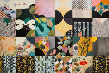 a series of collages each featuring a different pattern, created with generative aiの素材