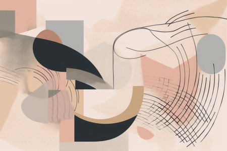 abstract minimalist artwork, with intricate lines and shapes across the canvas, created with generative aiの素材