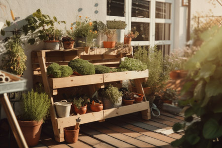 diy garden project with a focus on sustainability and eco-friendly solutions, created with generative aiの素材