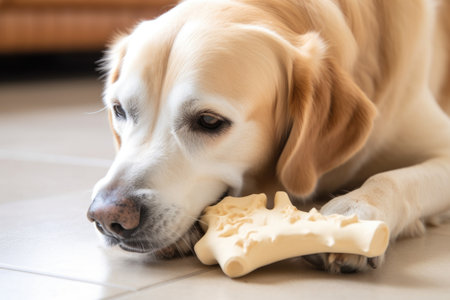 chew toy shaped like a bone, with treat hidden inside, created with generative aiの素材