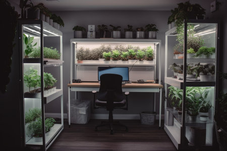 a minimalist setup, with only the most essential equipment for growing, created with generative aiの素材