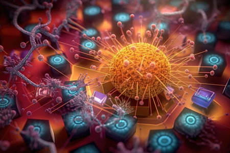 visual representation of nanotechnology and materials science, showcasing the microscopic world, created with generative aiの素材