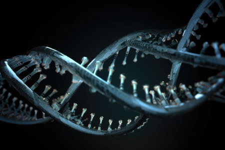 dna spiral, twisted and interwoven into unique structure, created with generative aiの素材