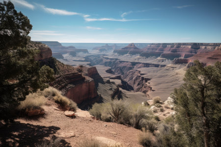 a view of the grand canyon from a roadside viewpoint, created with generative aiの素材