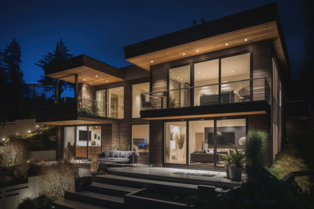 smart home with voice-activated lights, music and climate control, created with generative aiの素材