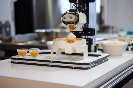 3d printing robot, mixing and measuring ingredients for culinary masterpiece, created with generative aiの素材