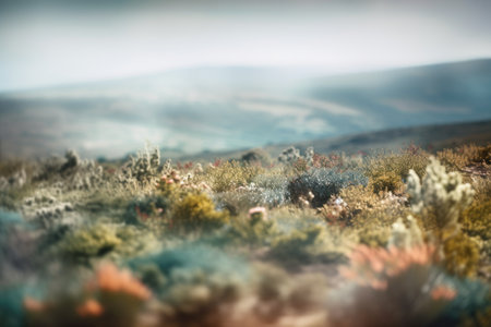 abstract landscape with blurred out of focus elements, bringing attention to the details, created with generative aiの素材