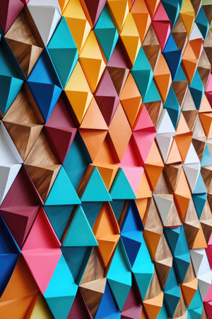 colorful geometric shapes pattern on a wall, created with generative aiの素材