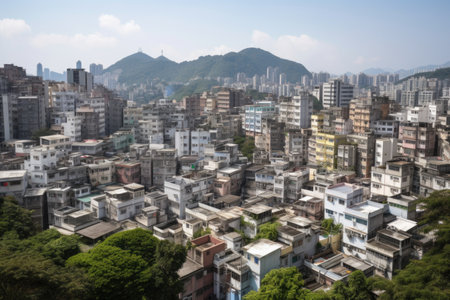 scenic view of the city, with buildings and landmarks visible in the background, created with generative aiの素材