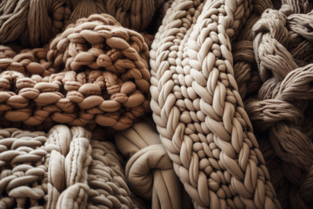 abstract texture and pattern of chunky knits, created with generative aiの素材