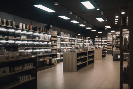 smart lighting solution in retail store, illuminating products and increasing sales, created with generative aiの素材