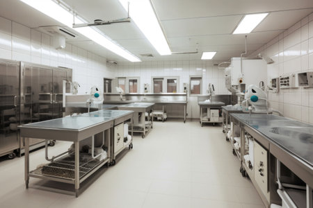 large veterinary clinic, with full range of tools and equipment visible, created with generative aiの素材