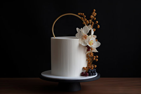 minimalist wedding cake with simple and elegant design, featuring natural or pastel colors, created with generative aiの素材