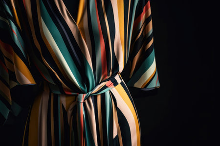 abstract pattern of vertical stripes on a wrap dress, created with generative aiの素材