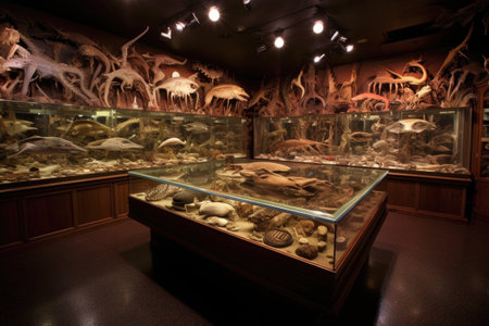 predator museum, showcasing various species of the deadly creatures in their natural habitat, created with generative aiの素材