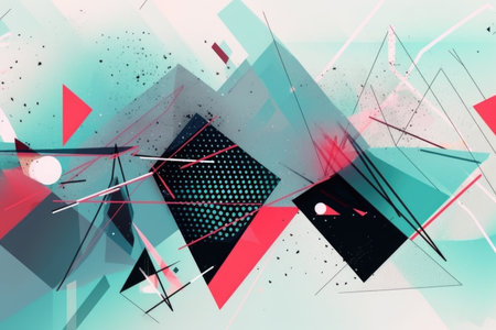 abstract composition of geometric shapes and lines, created with generative aiの素材