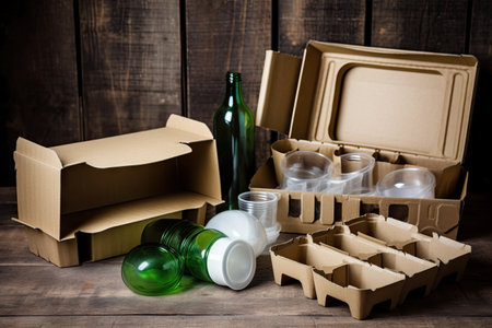 environmentally friendly packaging, with recycled and reused materials, created with generative aiの素材
