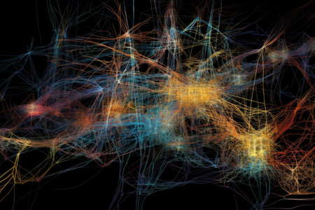 deep-learning neural network, with layers of neurons and connections visible, learning to recognize handwritings, created with generative aiの素材