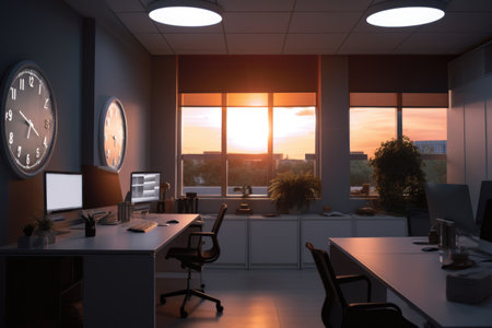 smart lighting solution that changes based on the time of day, with sunrise and sunset simulations, created with generative aiの素材