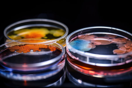 microbial culture with visible growth, in petri dish or test tube, created with generative aiの素材