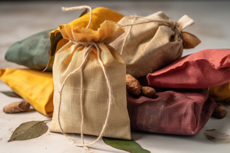 packaging made from recycled materials and natural dyes, created with generative aiの素材