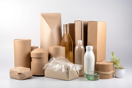 green packaging with recycled and recyclable materials for eco-friendly products, created with generative aiの素材