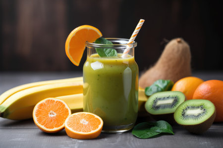 immune-boosting smoothie, with fruits and vegetables for an immune system boost, created with generative aiの素材
