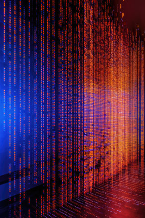 binary code flowing on a digital screen, created with generative aiの素材