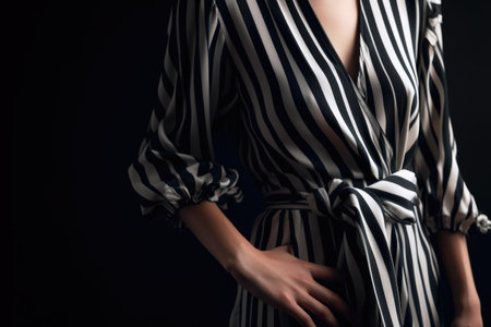 abstract pattern of vertical stripes on a wrap dress, created with generative aiの素材