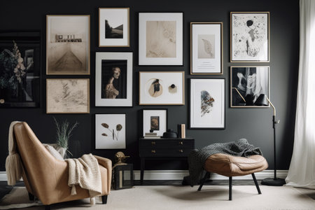 wall art collection displaying a variety of styles and themes, created with generative aiの素材