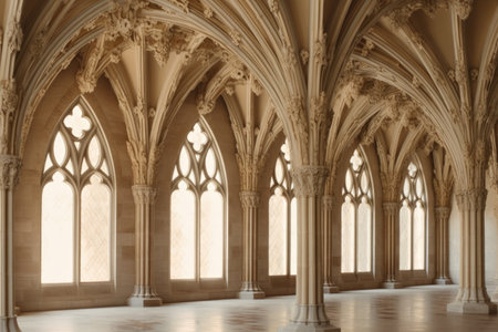 elegant gothic arches supporting the structure, created with generative aiの素材