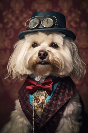 well-groomed dog with stylish accessories, created with generative aiの素材
