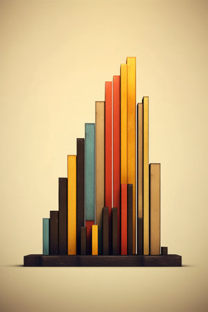 business icons shaped like a bar chart growth, created with generative aiの素材