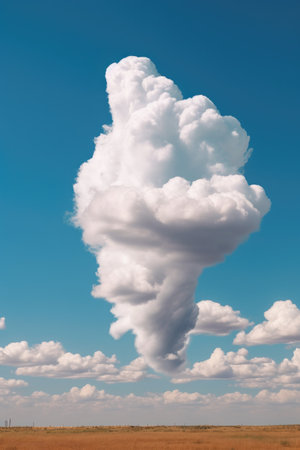 isolated unique cloud shape on a clear sky background, created with generative aiの素材