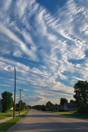 wispy cirrus clouds high in the atmosphere, created with generative aiの素材