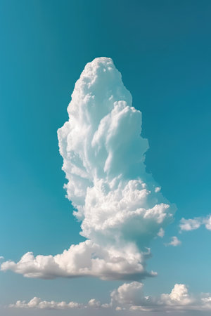 isolated unique cloud shape on a clear sky background, created with generative aiの素材