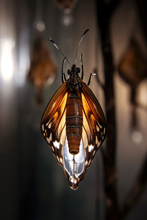 butterfly emerging from a chrysalis, symbolizing transformation, created with generative aiの素材