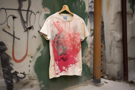 upcycled t-shirt with a screen print design, created with generative aiの素材