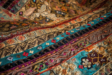 textured fabric with intricate design and color pattern, created with generative aiの素材
