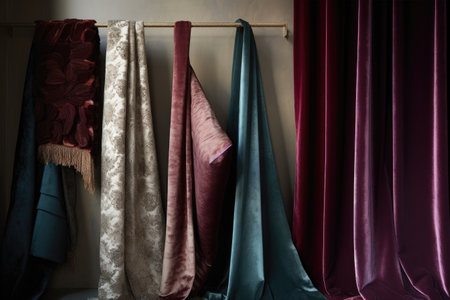 fabrics of varying textures, including canvas, velvet and satin, created with generative aiの素材