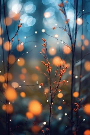 abstract blurred nature backdrop with bokeh lights, created with generative aiの素材