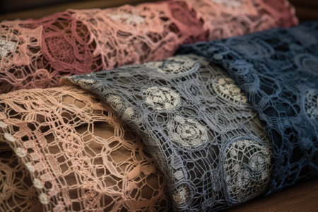 fabrics with lacey and intricate patterns, perfect for clothing, created with generative aiの素材