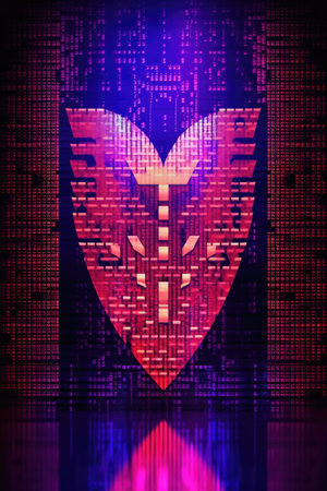 binary code with shield symbol on a screen, created with generative aiの素材