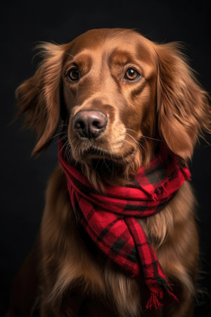 well-groomed dog with a stylish bandana, created with generative aiの素材