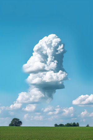 isolated unique cloud shape on a clear sky background, created with generative aiの素材
