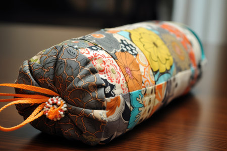 sewing project with unique and eye-catching fabric, bringing together different textures and patterns, created with generative aiの素材