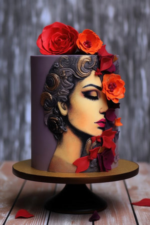 womens day inspired cake or dessert, created with generative aiの素材