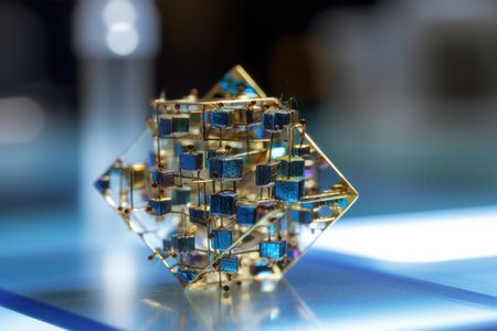 miniature structure of metallic crystal, invisible to the eye, created with generative aiの素材